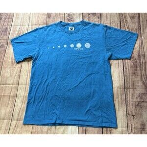 Mens Y2K Crocs Clogs Blue Center Logo Graphic T Shirt Size L Large Blue
